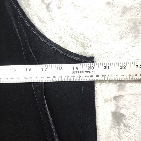 Gap Top Womens L Black Plush Velvet Strappy Racerback Pleat Side Slit Holiday - Picture 7 of 9